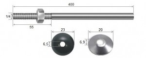 Haste Telha + Porca + Arruelas 1/4 x 400 R55 Inox-304 - 10 peas